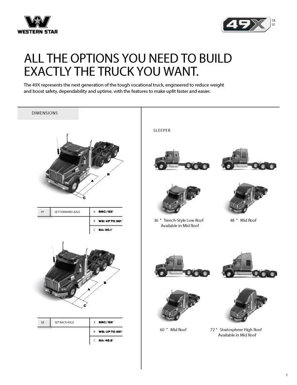 Western Star 49X Spec Sheet